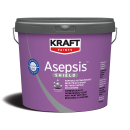 Πλαστικό Λευκό Αντιμικροβιακό Βελουτέ Ματ KRAFT Paints ASEPSIS Shield 10L