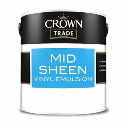 Πλαστικό Χρώμα Λευκό Σατινέ Mid Sheen Trade Emulsion 5L Crown