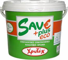 Save Plus Eco Πλαστικό Χρώμα Λευκό 9Lt Χρωτέχ